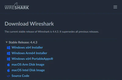Wireshark download page